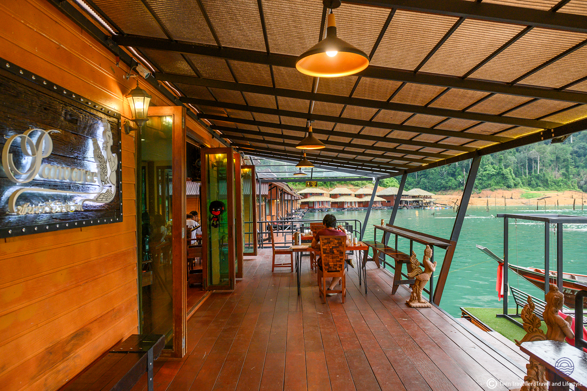 Relaxing on the deck of a tranquil floating bungalow on Chiewlan Lake in Khao Sok.